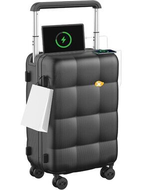 Airline Approved Carry-On Luggage with Wide Handle - Charcoal Grey Travel Bag